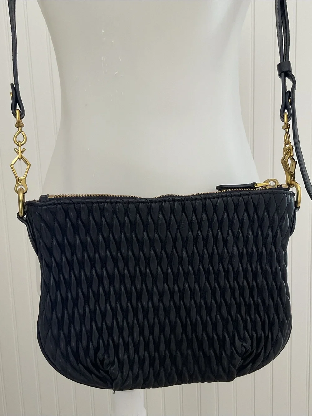 J. Crew Baby Brampton Quilted Leather Hobo Crossbody Bag